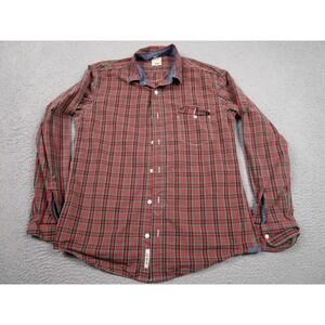 Lucky‎ Brand Shirt Mens Medium Red Plaid Slim Fit Casual Preppy
